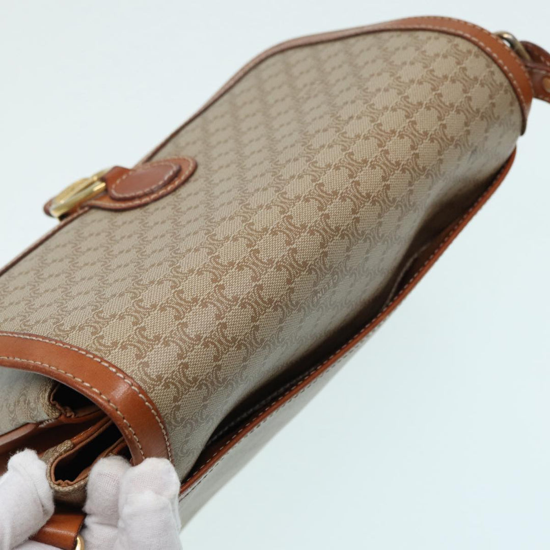 Celine Macadam Canvas Shoulder Bag Beige Auth 84756