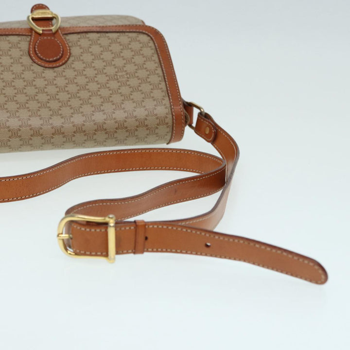 Celine Macadam Canvas Shoulder Bag Beige Auth 84756