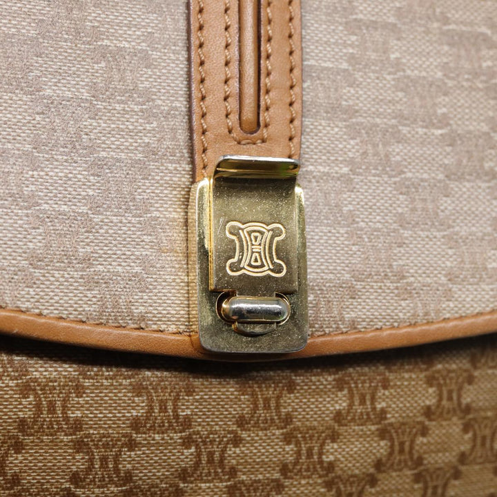 Celine Macadam Canvas Shoulder Bag Beige Auth 84757