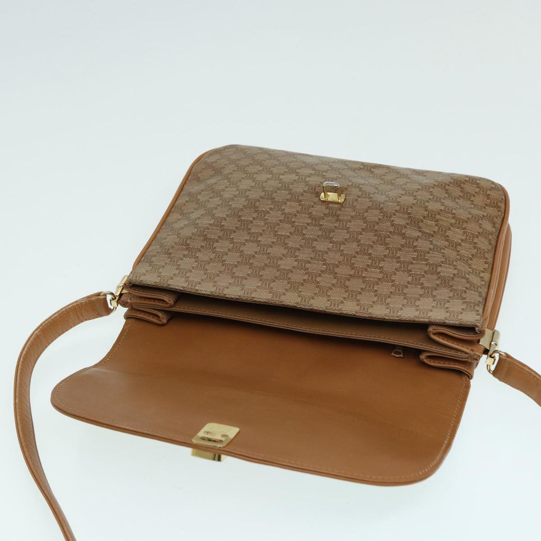 Celine Macadam Canvas Shoulder Bag Beige Auth 84757