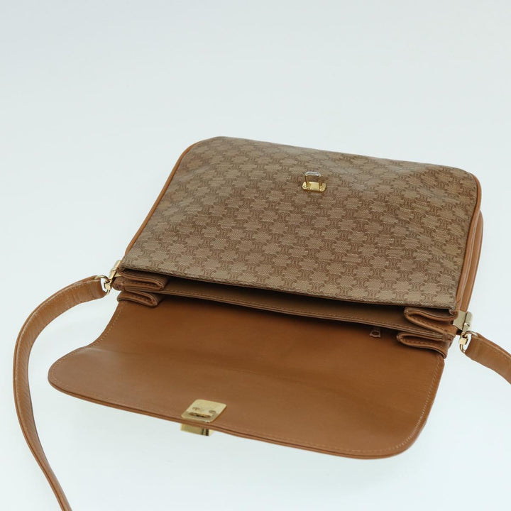 Celine Macadam Canvas Shoulder Bag Beige Auth 84757