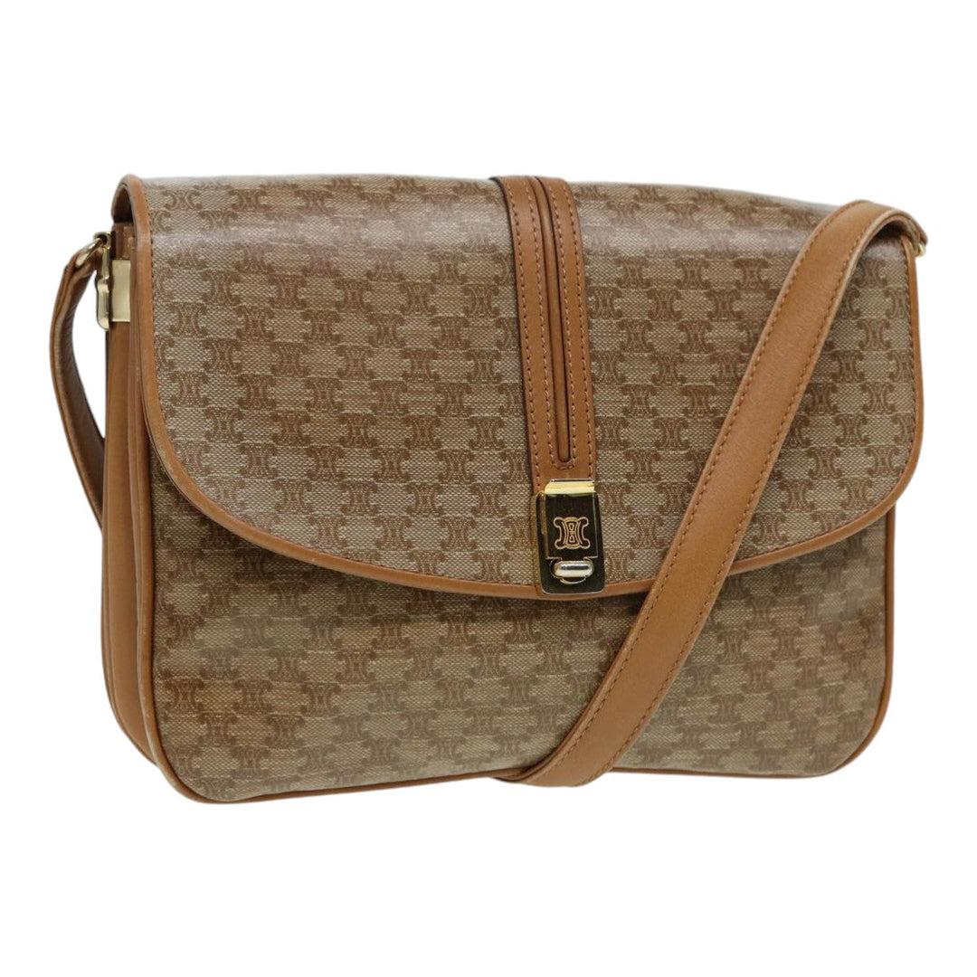 Celine Macadam Canvas Shoulder Bag Beige Auth 84757