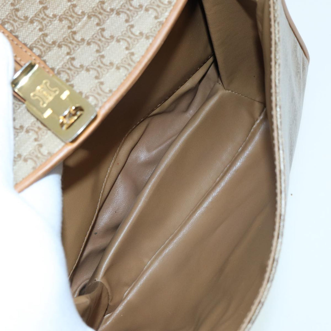 Celine Macadam Canvas Shoulder Bag Beige Auth 84757