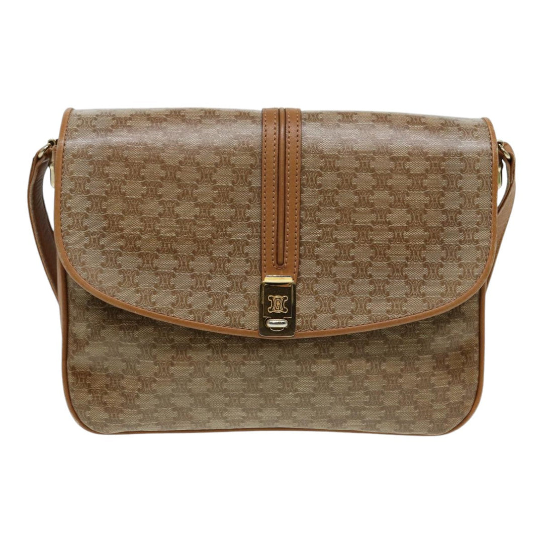 Celine Macadam Canvas Shoulder Bag Beige Auth 84757