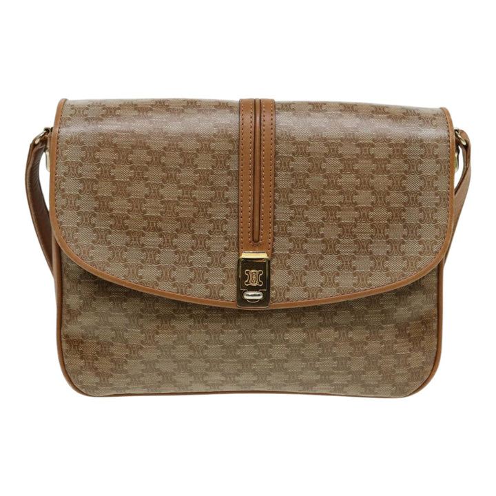 Celine Macadam Canvas Shoulder Bag Beige Auth 84757
