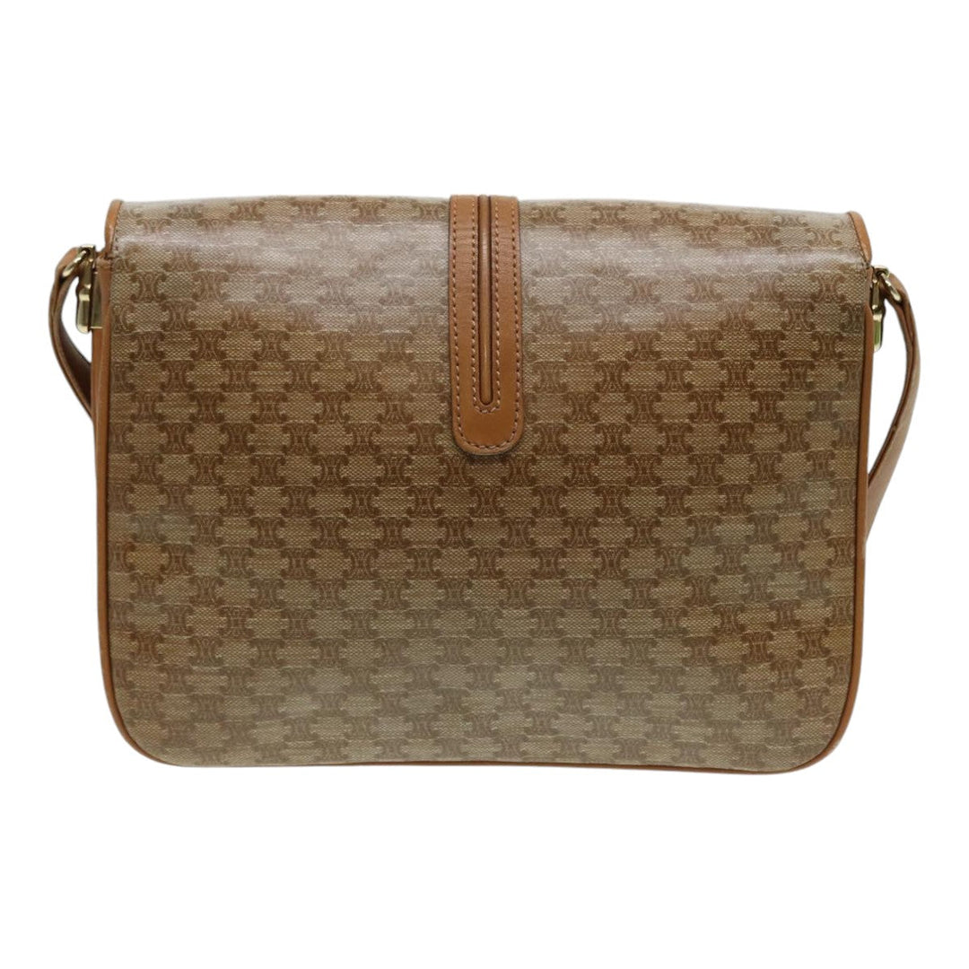 Celine Macadam Canvas Shoulder Bag Beige Auth 84757