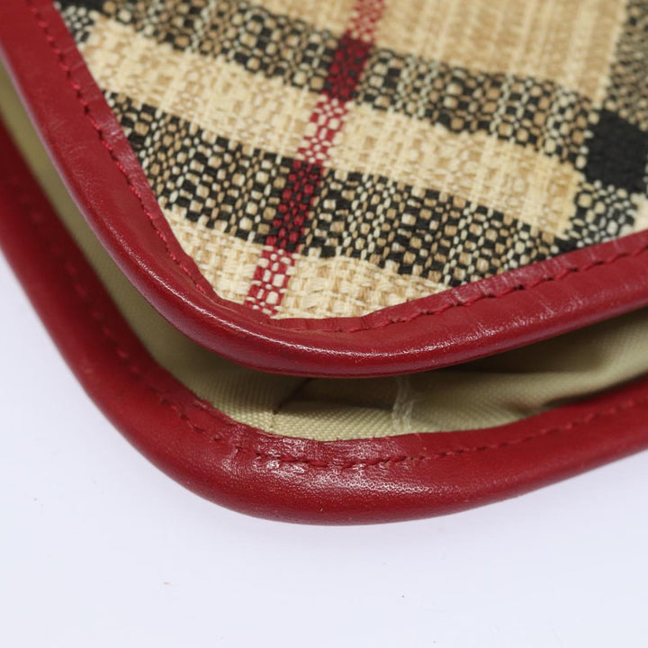 Burberry Nova Check Hand Bag Canvas Beige Red Auth 84823