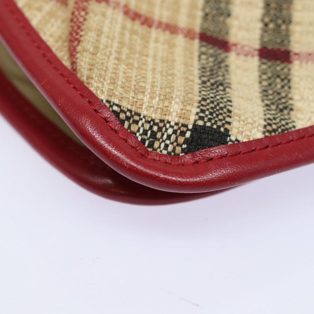 Burberry Nova Check Hand Bag Canvas Beige Red Auth 84823