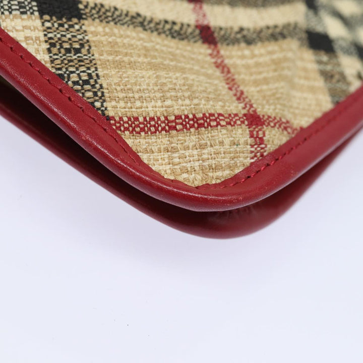 Burberry Nova Check Hand Bag Canvas Beige Red Auth 84823