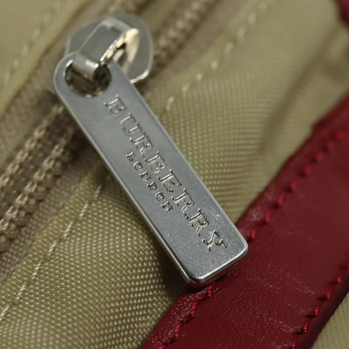 Burberry Nova Check Hand Bag Canvas Beige Red Auth 84823