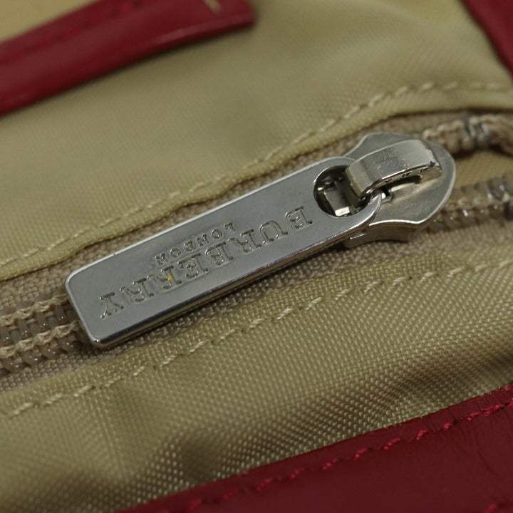Burberry Nova Check Hand Bag Canvas Beige Red Auth 84823