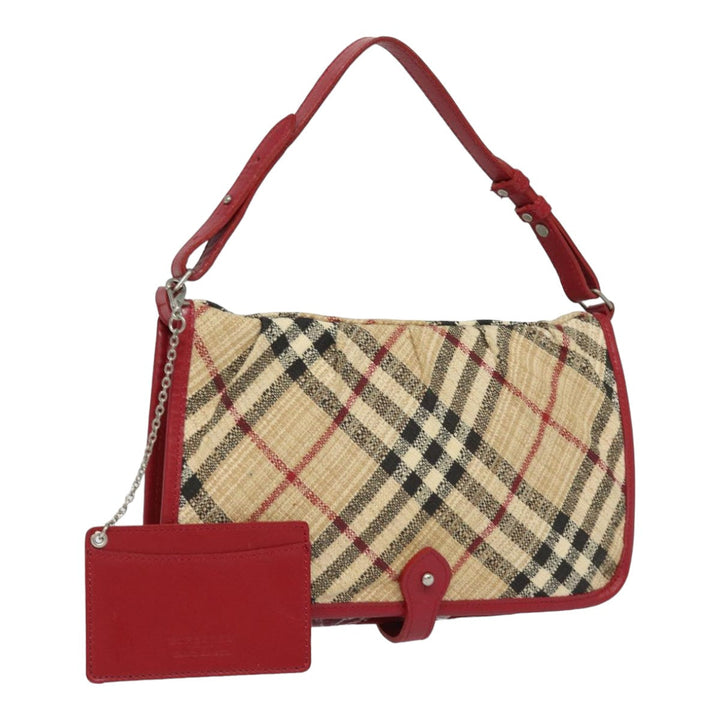 Burberry Nova Check Hand Bag Canvas Beige Red Auth 84823