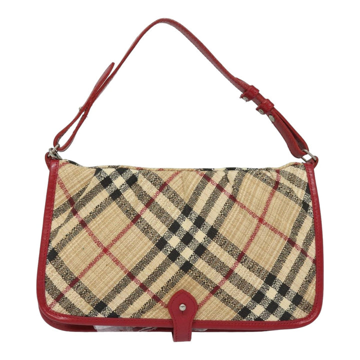 Burberry Nova Check Hand Bag Canvas Beige Red Auth 84823