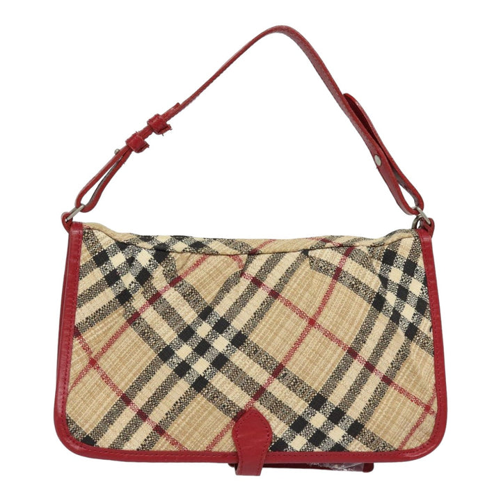 Burberry Nova Check Hand Bag Canvas Beige Red Auth 84823