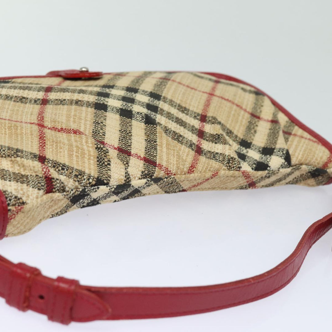 Burberry Nova Check Hand Bag Canvas Beige Red Auth 84823