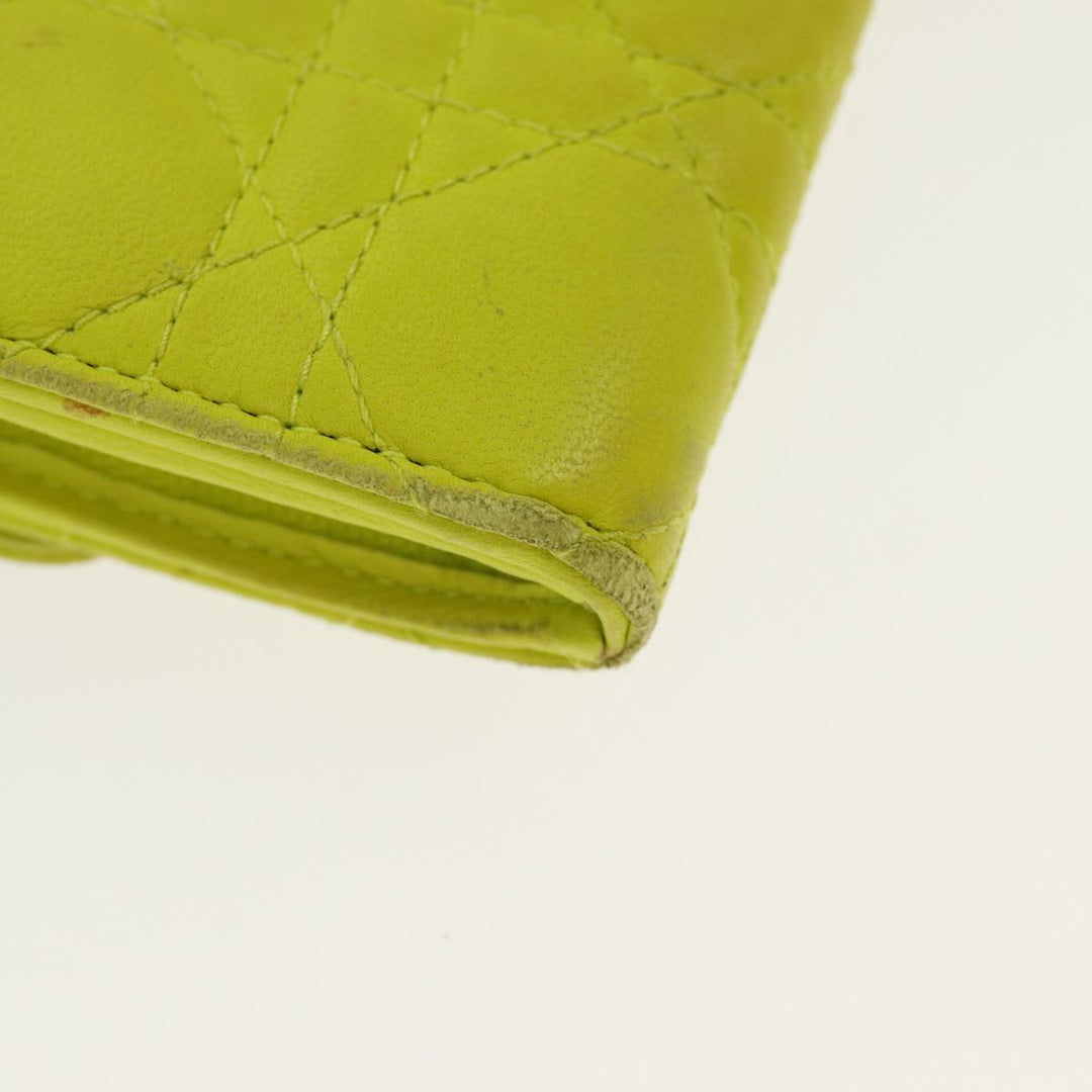 CHRISTIAN Top quality Dior Chain Canage Wallet Leather Yellow Silver Auth 84830