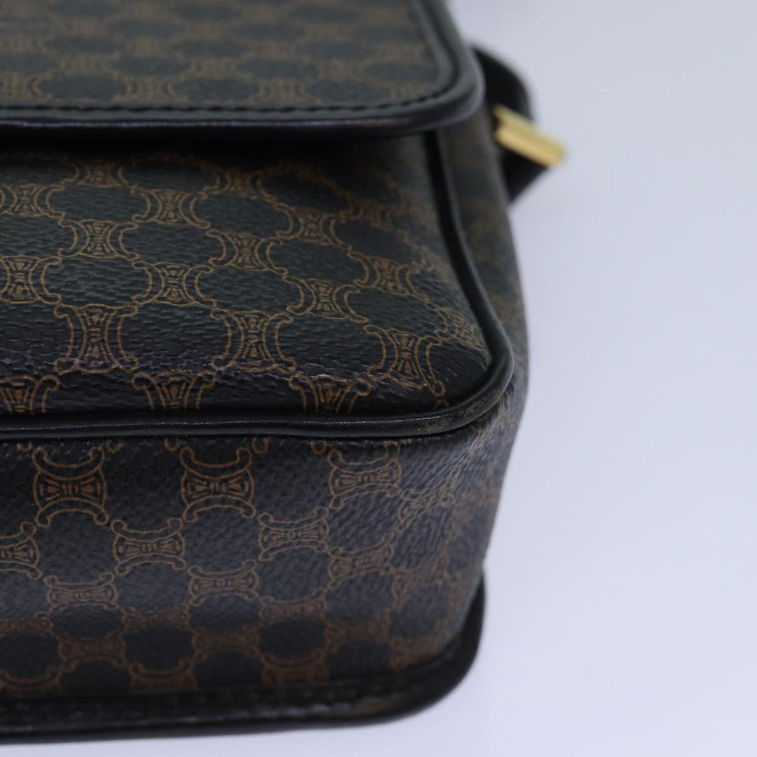 Celine Macadam Canvas Shoulder Bag PVC Leather Black Auth 84935