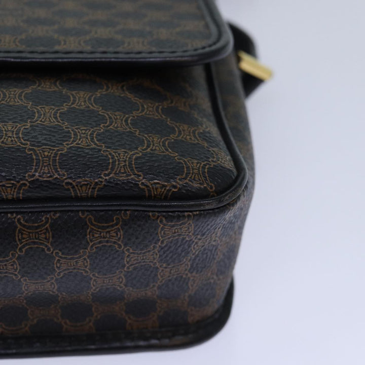 Celine Macadam Canvas Shoulder Bag PVC Leather Black Auth 84935