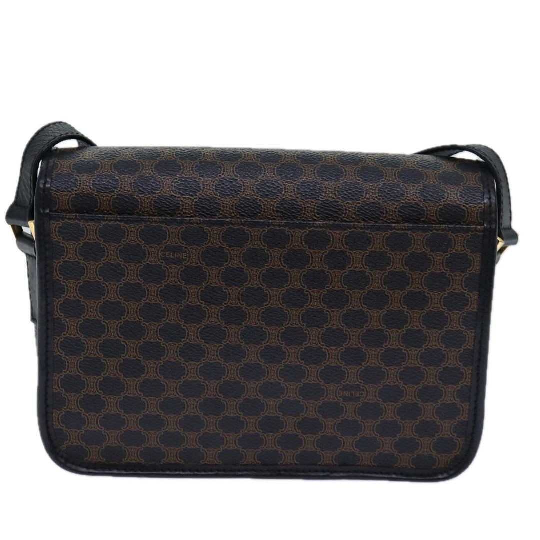 Celine Macadam Canvas Shoulder Bag PVC Leather Black Auth 84935