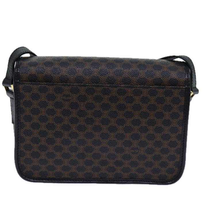 Celine Macadam Canvas Shoulder Bag PVC Leather Black Auth 84935