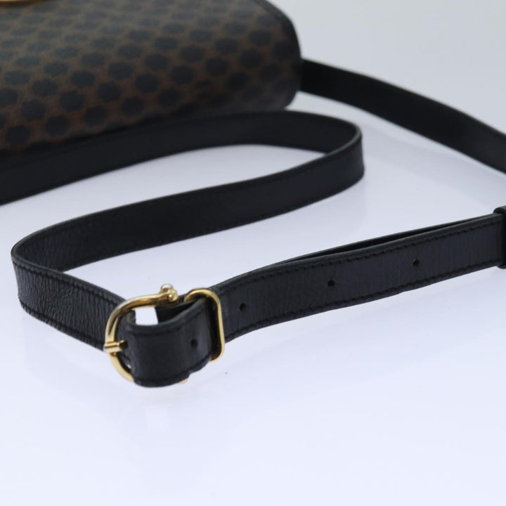 Celine Macadam Canvas Shoulder Bag PVC Leather Black Auth 84935