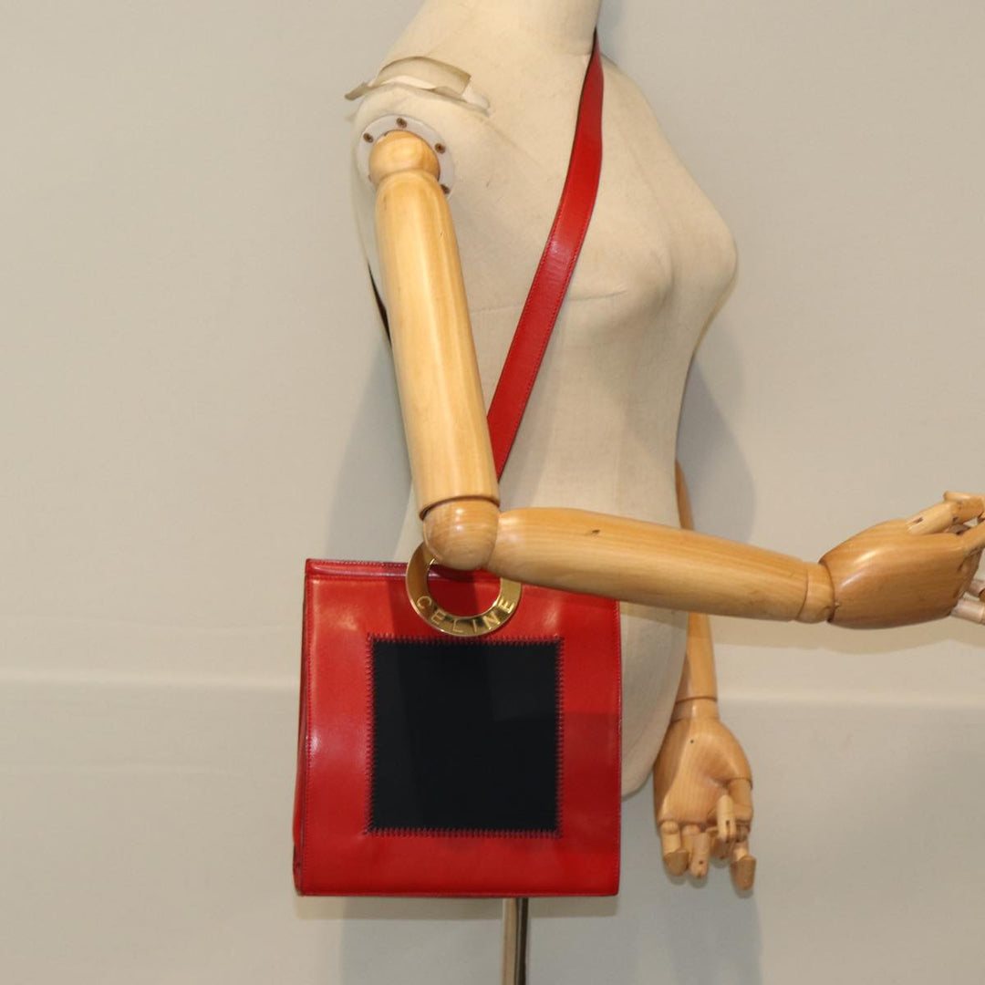 Celine Shoulder Bag Leather Red Auth 84936