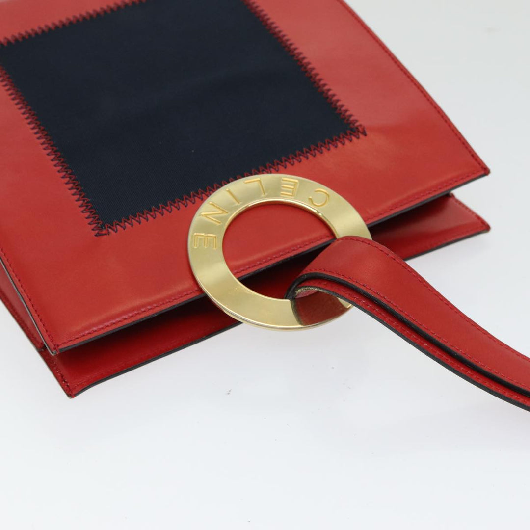 Celine Shoulder Bag Leather Red Auth 84936