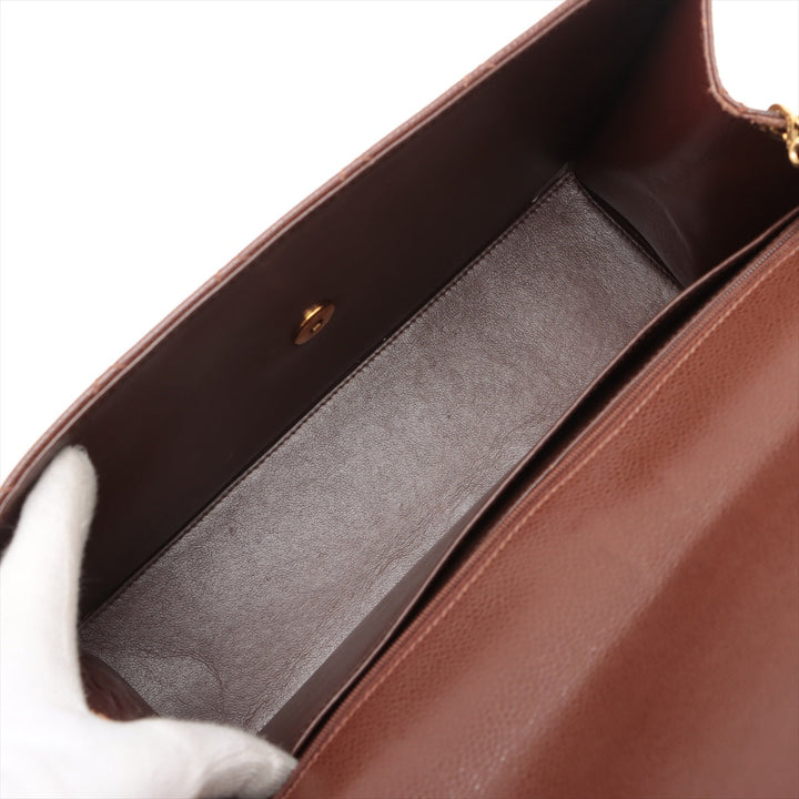 Top Quality Chanel Matrasse Caviar S Single Flap Single Chain Bag Brown Gold  5th