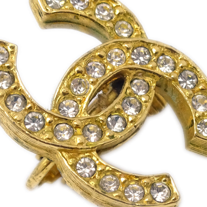 Top Quality Chanel CC Rhinestone Earrings Clip-On Gold 2084