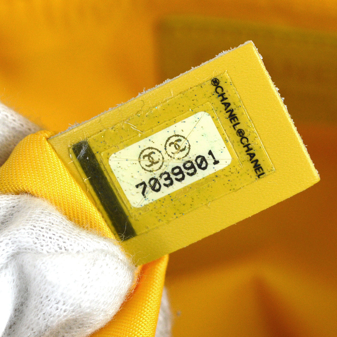 Top Quality Chanel 2001-2003 Yellow Jacquard Nylon New Travel Line Shoulder Bag