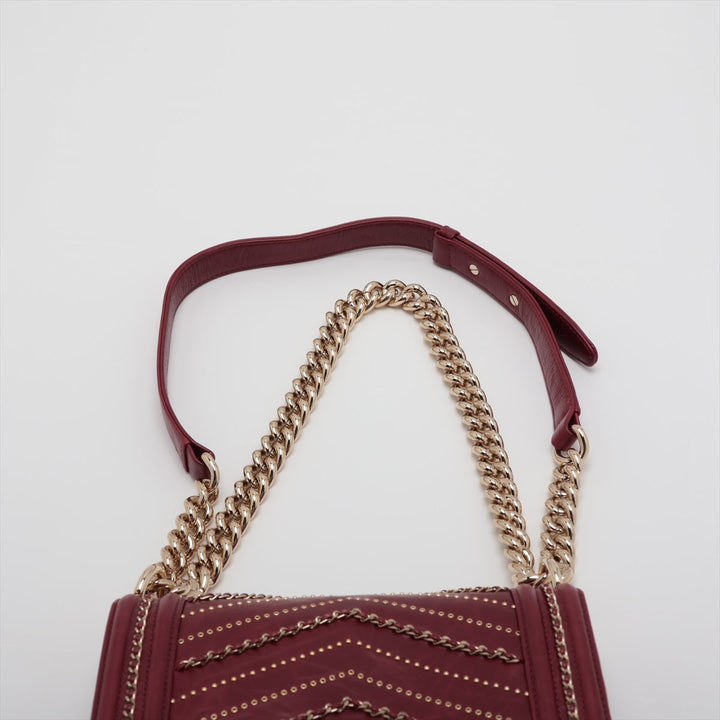Top Quality Chanel Mini Boy Top Quality Chanel Leather Chain Shoulder Bag V Stick Bordeaux G