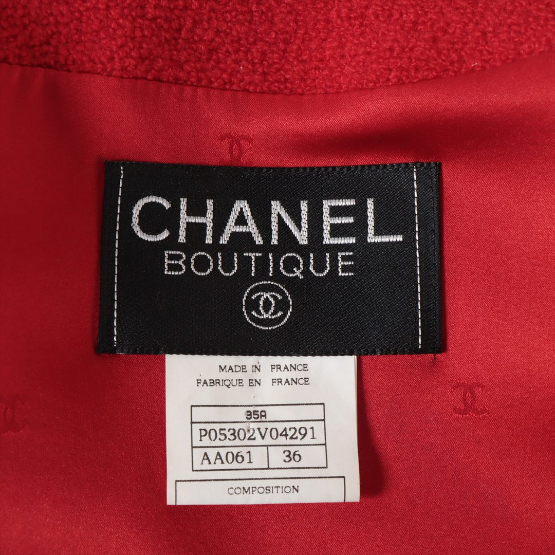 Top Quality Chanel Coconut Button 95A Wool  Nylon Jacket 36  Red Twid P05302V04291