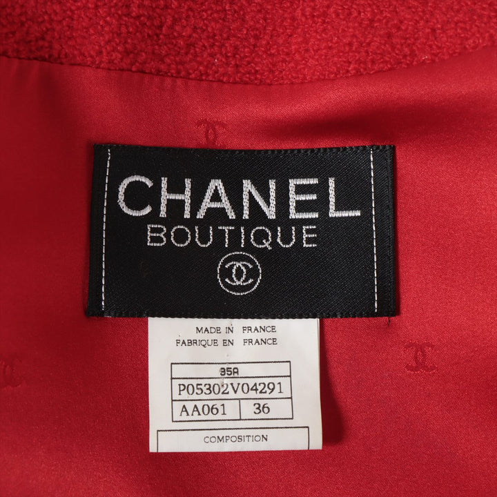 Top Quality Chanel Coconut Button 95A Wool  Nylon Jacket 36  Red Twid P05302V04291