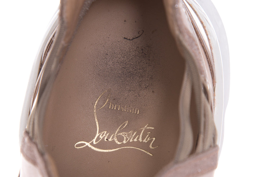 Christian Louboutin Rose Gold Glitter/ Studded Cortis Sneakers SZ 37.5