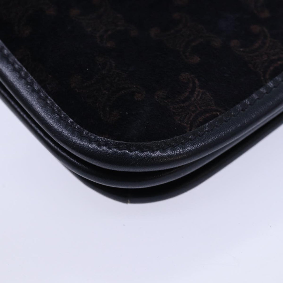 Celine Macadam Canvas Shoulder Bag Black Auth 85006