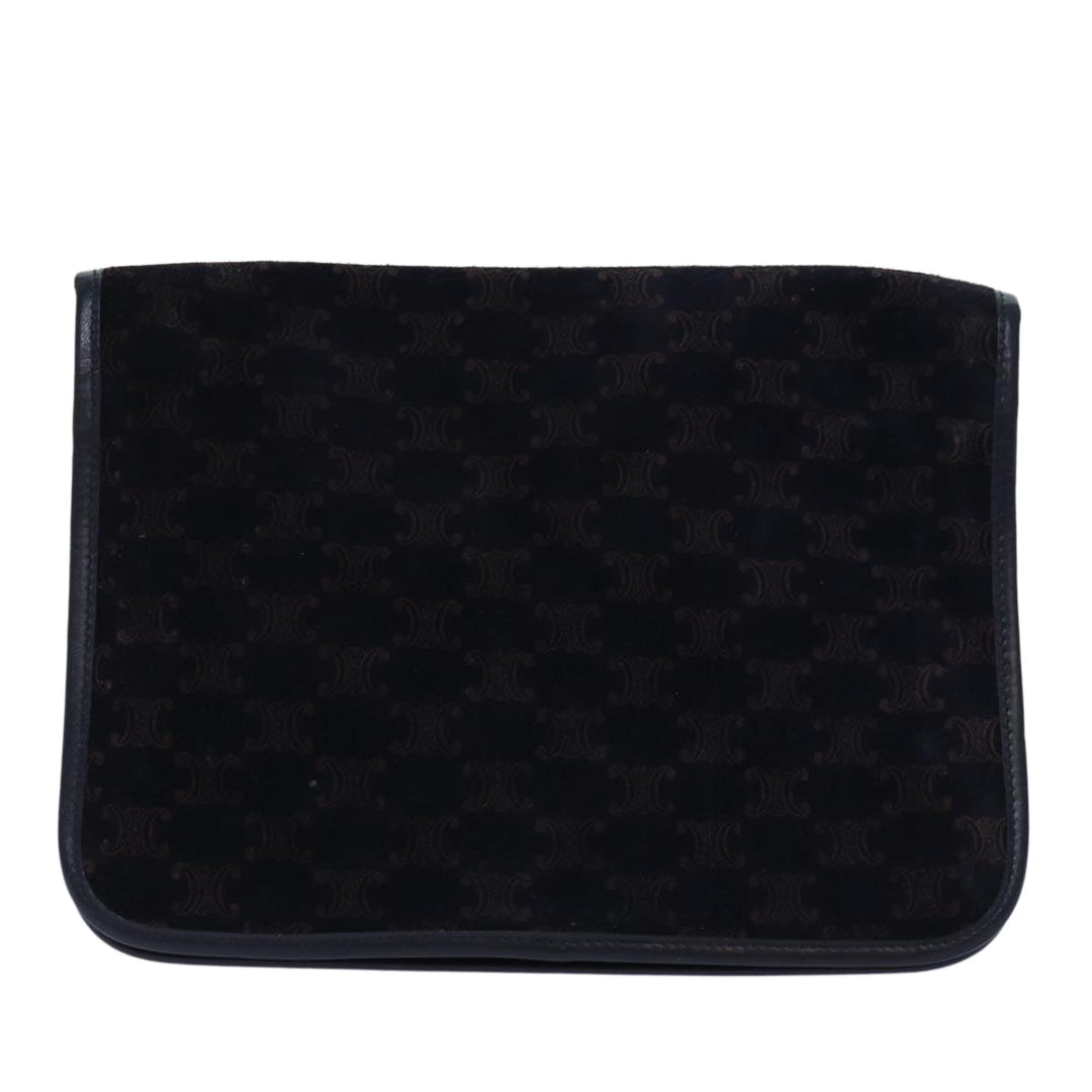 Celine Macadam Canvas Shoulder Bag Black Auth 85006