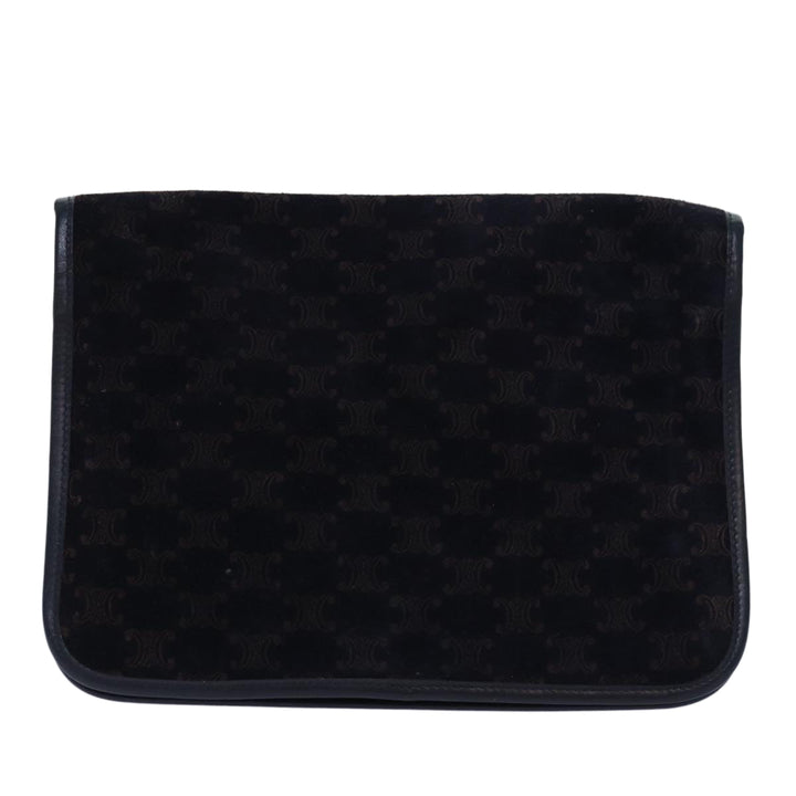Celine Macadam Canvas Shoulder Bag Black Auth 85006