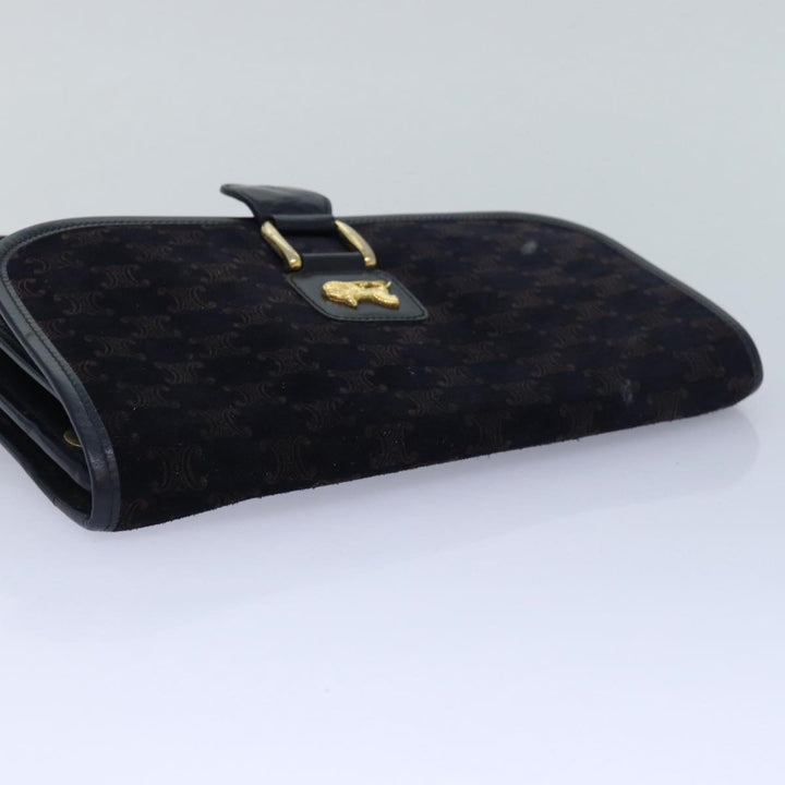 Celine Macadam Canvas Shoulder Bag Black Auth 85006