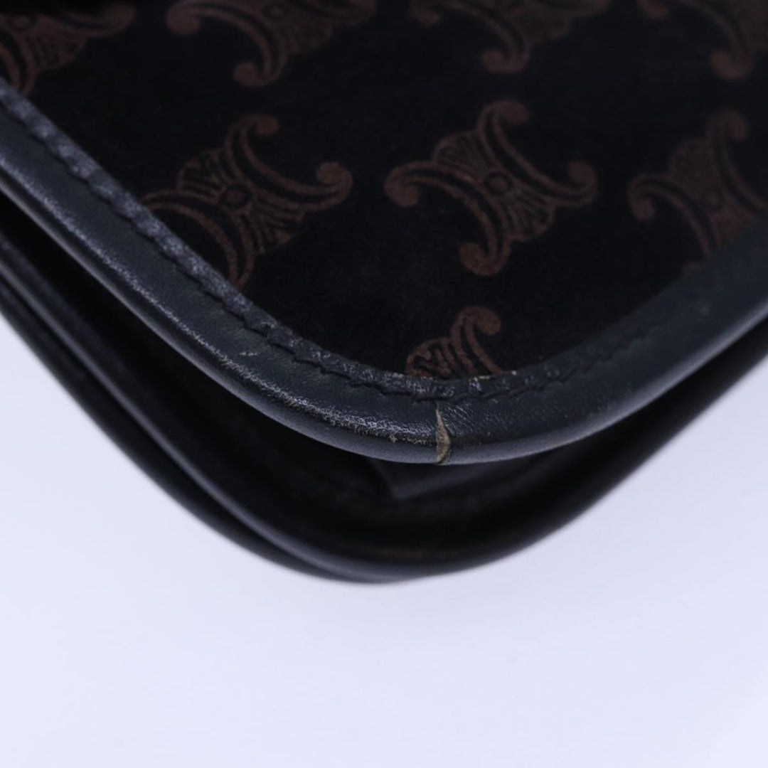 Celine Macadam Canvas Shoulder Bag Black Auth 85006