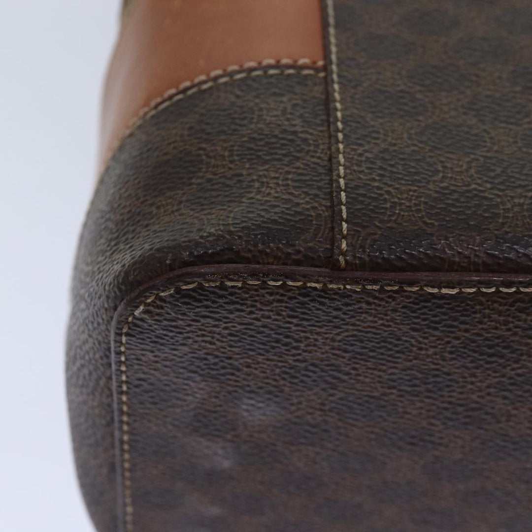 Celine Macadam Canvas Vanity Hand Bag PVC Brown Auth 85009