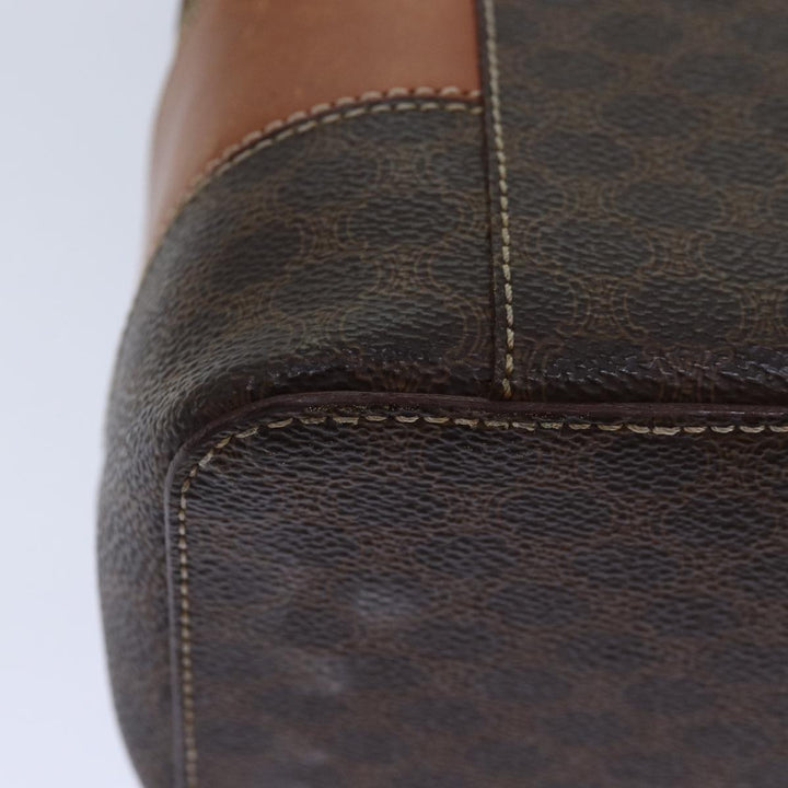Celine Macadam Canvas Vanity Hand Bag PVC Brown Auth 85009