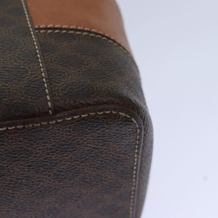 Celine Macadam Canvas Vanity Hand Bag PVC Brown Auth 85009