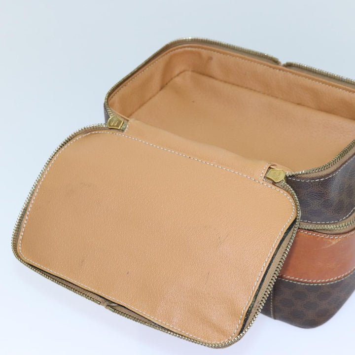 Celine Macadam Canvas Vanity Hand Bag PVC Brown Auth 85009