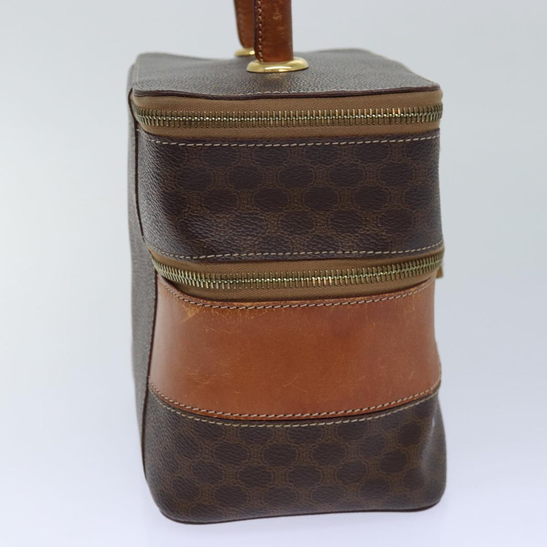 Celine Macadam Canvas Vanity Hand Bag PVC Brown Auth 85009