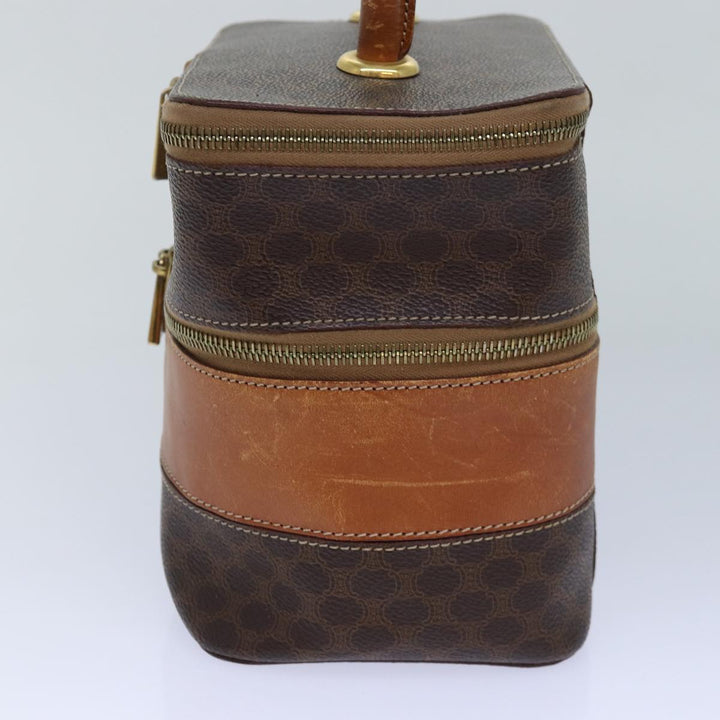 Celine Macadam Canvas Vanity Hand Bag PVC Brown Auth 85009