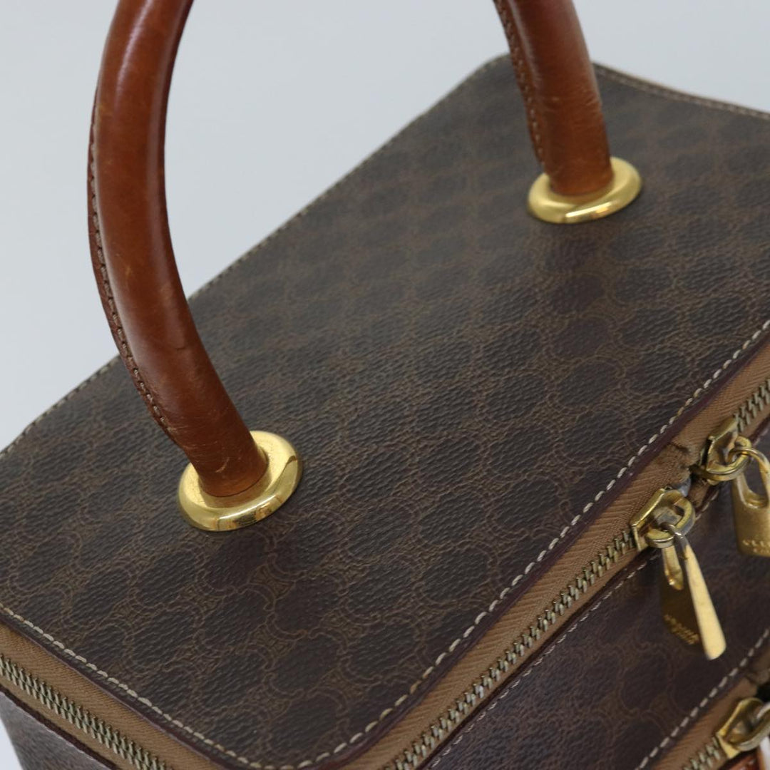 Celine Macadam Canvas Vanity Hand Bag PVC Brown Auth 85009