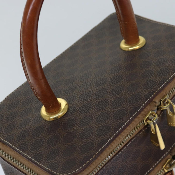 Celine Macadam Canvas Vanity Hand Bag PVC Brown Auth 85009