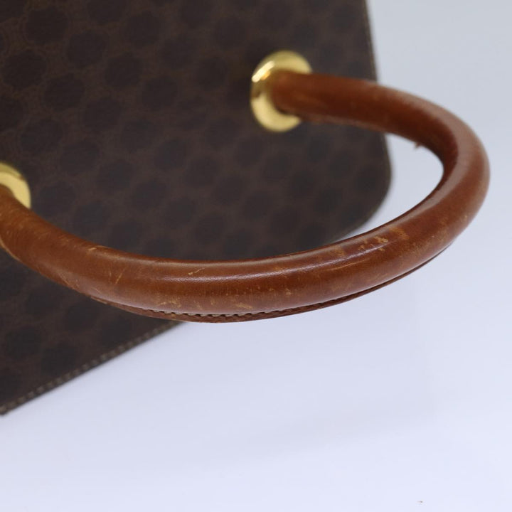 Celine Macadam Canvas Vanity Hand Bag PVC Brown Auth 85009