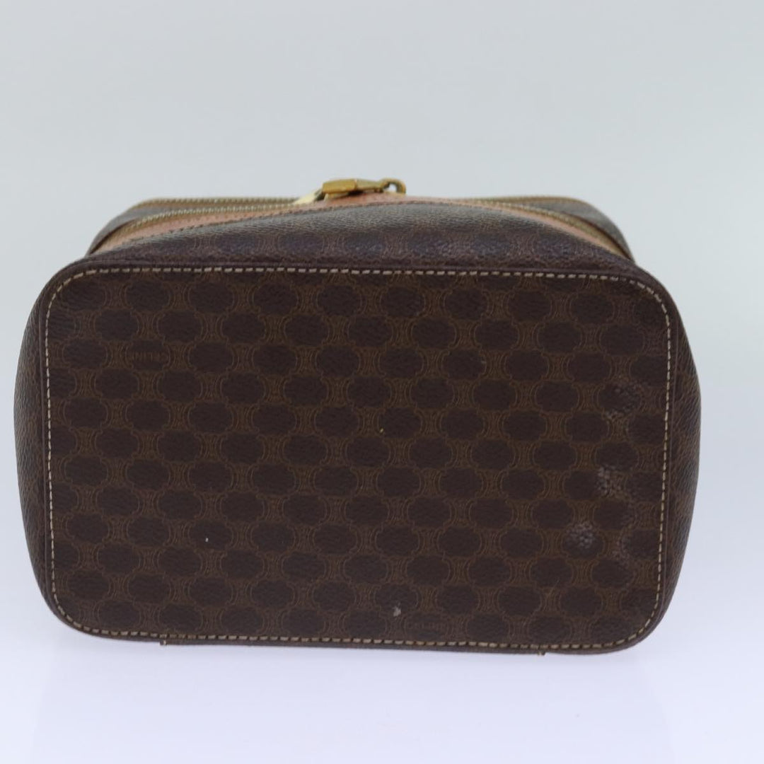 Celine Macadam Canvas Vanity Hand Bag PVC Brown Auth 85009
