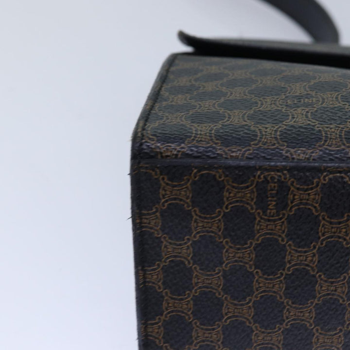 Celine Macadam Canvas Shoulder Bag PVC Leather Black Gold Auth 85105